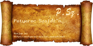 Petyerec Szolón névjegykártya